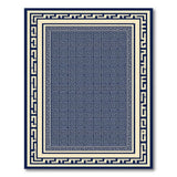 Geometric Modern Navy Blue Greek Key Geometric Area Rug