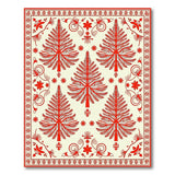Red Papercut Fir Tree Area Rug