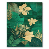 Green Emerald Green Gold Leaf Foliage Area Rug
