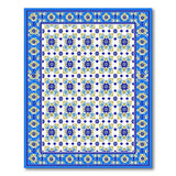 Blue Azulejo Floral Geometric Area Rug