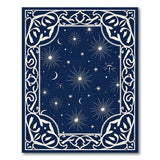 Navy Starry Celestial Area Rug with Ornate Border