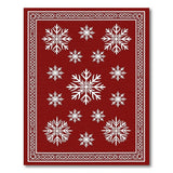 Red Red Snowflake Area Rug with Ornate Border