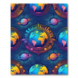 Cosmic Planets Blue Washable Area Rug