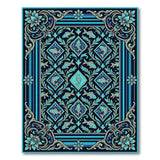 Teal Koi Fish Lotus Navy Area Rug