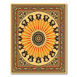 Orange Sunburst Geometric Area Rug with Ornate Border