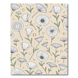 Beige Whimsical Floral Mushroom Line Art Rug