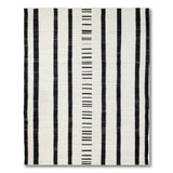 Bold Black White Vertical Stripe Woven Rug