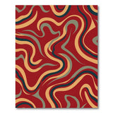 Multi-color and Patterns Vibrant Red Wave Abstract Area Rug