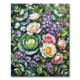 Lush Floral Bouquet Area Rug with Roses Cabbage