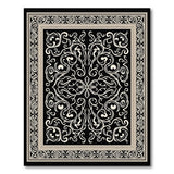 Black and White Black White Ornate Persian Area Rug