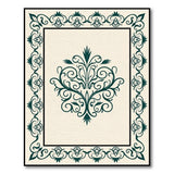 Ornate Teal Floral Damask Area Rug