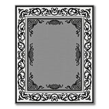 Ornate Black White Floral Frame Gray Area Rug