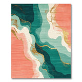 ODIKA Abstract Teal & Coral Washable Area Rug - Low Pile Non-Slip & Pet Friendly