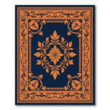 Navy Blue Orange Ornate Persian Medallion Rug