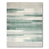 Teal Grey Striped Abstract Area Rug