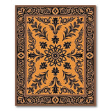 Orange Black Ornate Floral Medallion Rug