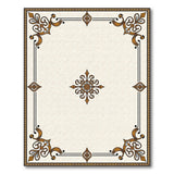 Gold and Silver Ornate Gold Fleur-de-Lis Cream Area Rug