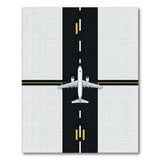Black White Airplane Runway Area Rug