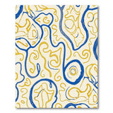 Swirling Blue Gold Abstract Area Rug