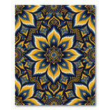Navy Gold Mandala Floral Area Rug