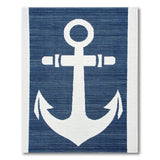 Navy Blue Anchor Nautical Woven Area Rug