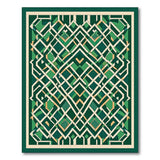 Intricate Green Geometric Area Rug