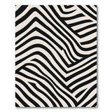 Bold Black White Wavy Geometric Area Rug