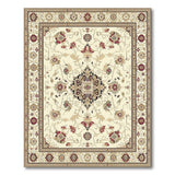 Beige and Neutral Ivory Persian Floral Medallion Area Rug