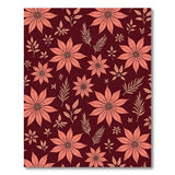 Coral Poinsettia Floral on Maroon Area Rug