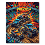 Monster Truck Arena Explosion Washable Area Rug