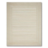 Beige Striped Woven Area Rug with Braided Border