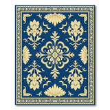 Navy Blue Gold Ornate Floral Persian Rug