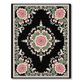 Vintage Pink Rose Floral Medallion Rug