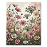 Pink Cosmos Daisy Wildflower Area Rug