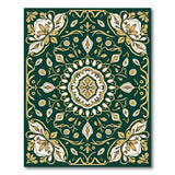 Green Traditional Persian Ornate Emerald Green Persian Medallion Rug