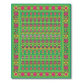 Vibrant Green Pink Geometric Area Rug