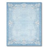 Elegant Blue Rug with Ornate White Floral Border