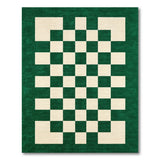 Green White Checkered Geometric Area Rug