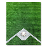 Green Baseball Field Area Rug with Ball