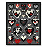 Whimsical Hearts Black White Area Rug
