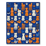 Blue and Teal Playful Cartoon Cats Area Rug