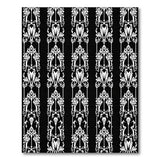 Ornate Black White Floral Pattern Area Rug