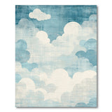 Distressed Teal Cloud Sky Area Rug