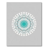 Teal Mandala Round Area Rug in Grey