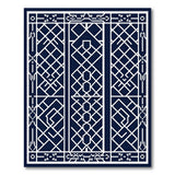 Blue and Teal Navy Blue Geometric Lattice Area Rug