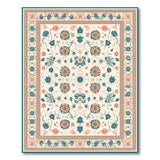 Teal Floral Vintage Washable Area Rug