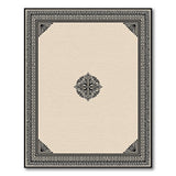 Ornate Beige Area Rug with Black Frame