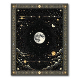 Celestial Night Sky Area Rug with Moon Stars Mountains