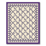 Cream Fish Silhouette Rug with Purple Border
