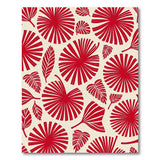 Bold Red Palm Frond Leaf Area Rug